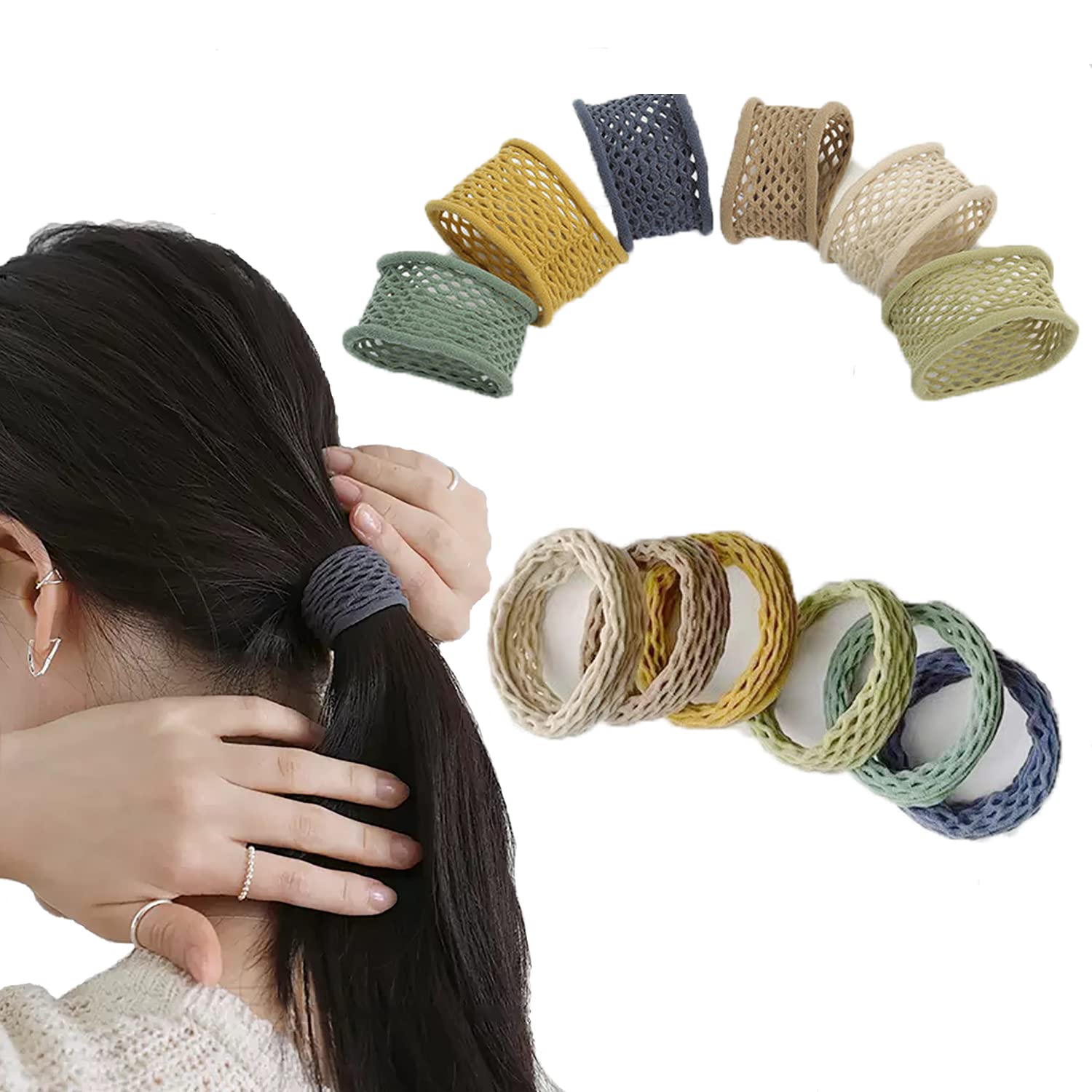 ゴム無しヘアゴム Amazon | slefancy ヘアゴム 跡がつかない髪ゴム おしゃれ 6色